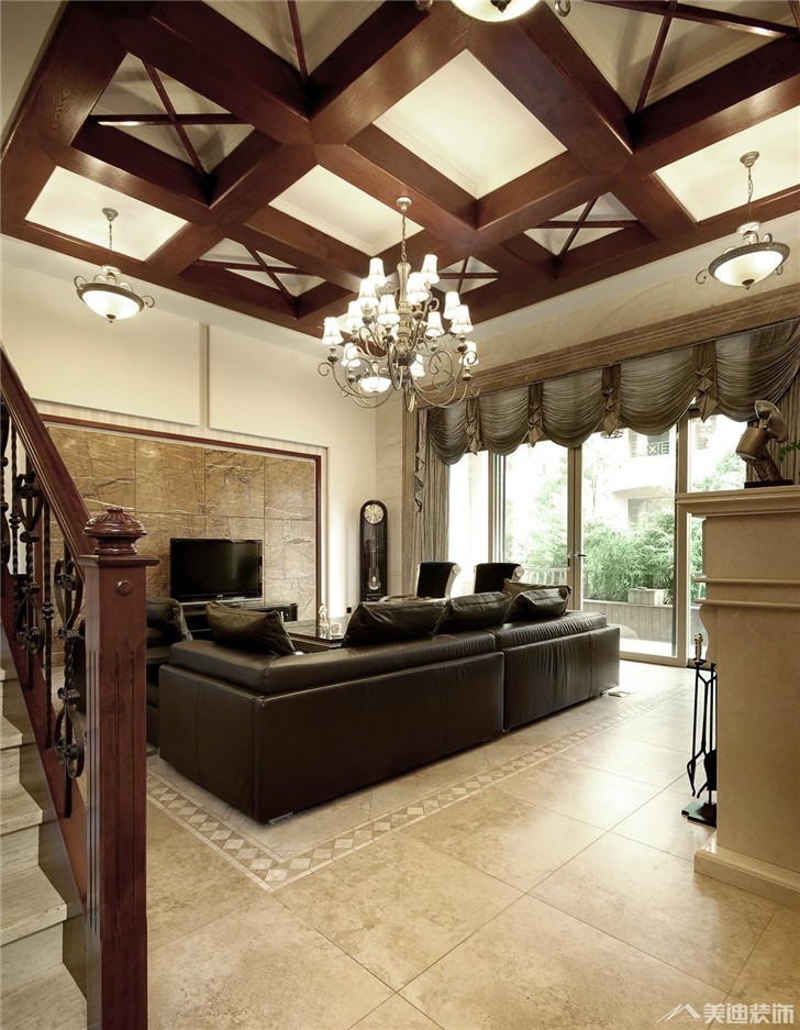 長沙水云間380㎡歐式風(fēng)格裝修案例圖-客廳