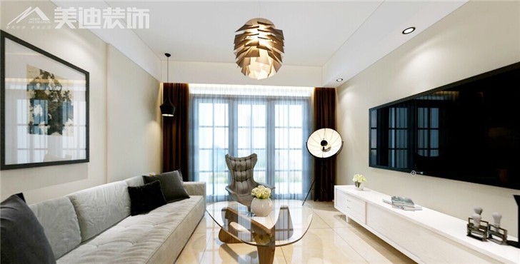 海洋半島現(xiàn)代風裝修案例-客廳