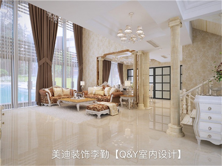 城市公園首府歐式裝修案例-客廳