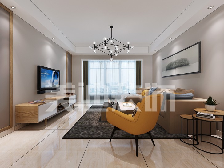 綠地海外灘北歐客廳裝修效果圖