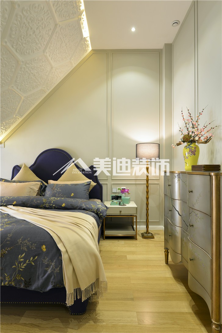 世貿鉑翠灣清新北歐風裝修案例圖—臥室