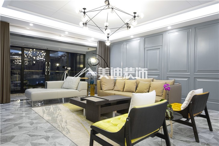 北辰定江洋現代雅痞風裝修案例圖—客廳