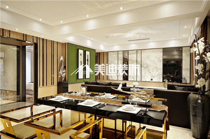 蘭亭灣畔125平港式風裝修案例圖—餐廳