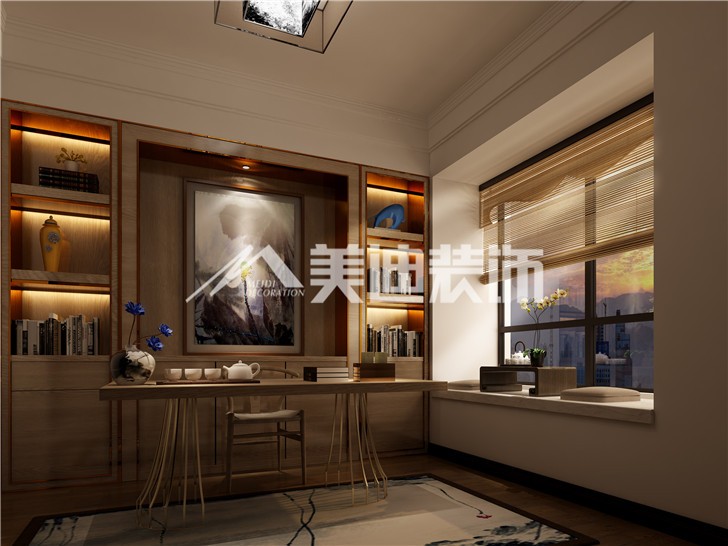 華潤橡樹灣新中式案例裝修圖—書房