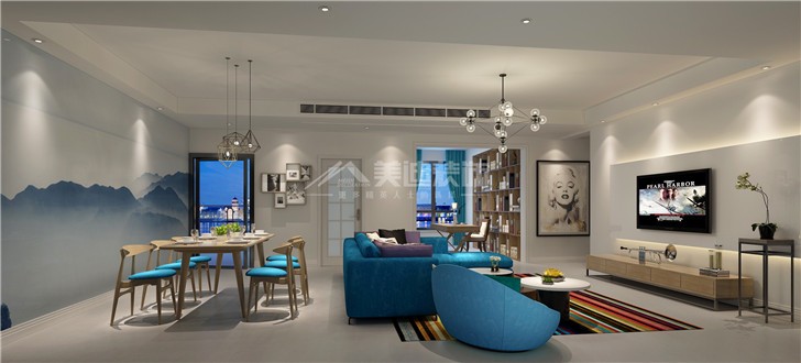 保利國際簡約風裝修案例圖—客餐廳