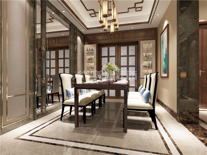 江山壹號簡歐風裝修案例圖—餐廳