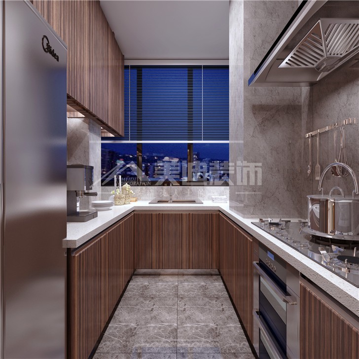 北辰中央公園輕奢港式風裝修案例圖—廚房