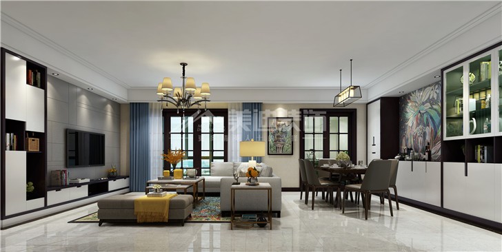 榮悅臺(tái)新奢古典風(fēng)裝修案例圖—客廳