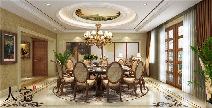 金地三千府402平歐式風裝修案例圖—餐廳