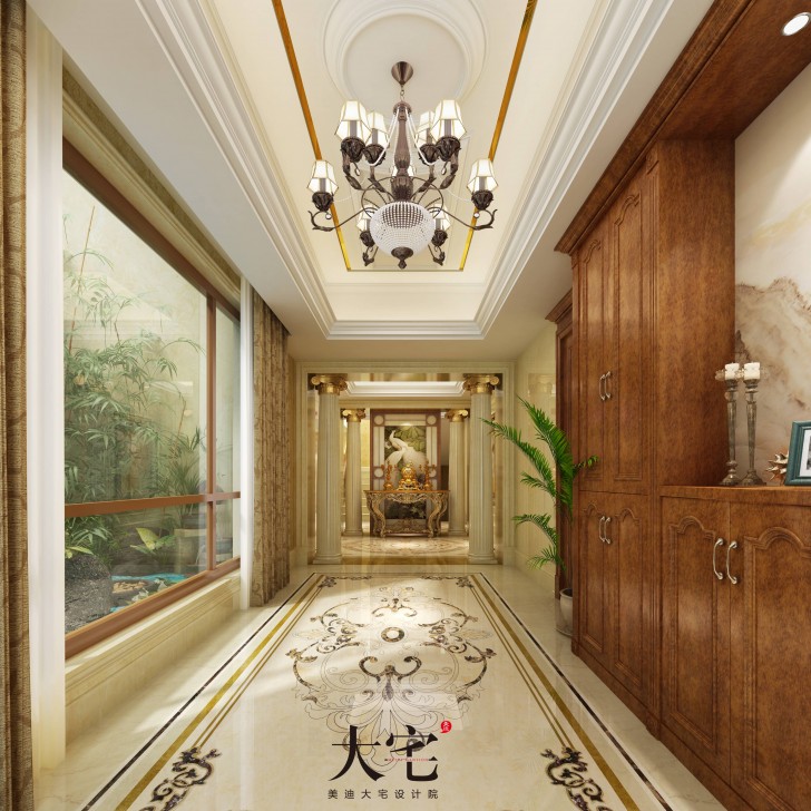 金地三千府402平歐式風裝修案例圖—過道