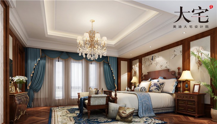 金地三千府402平歐式風裝修案例圖—臥室