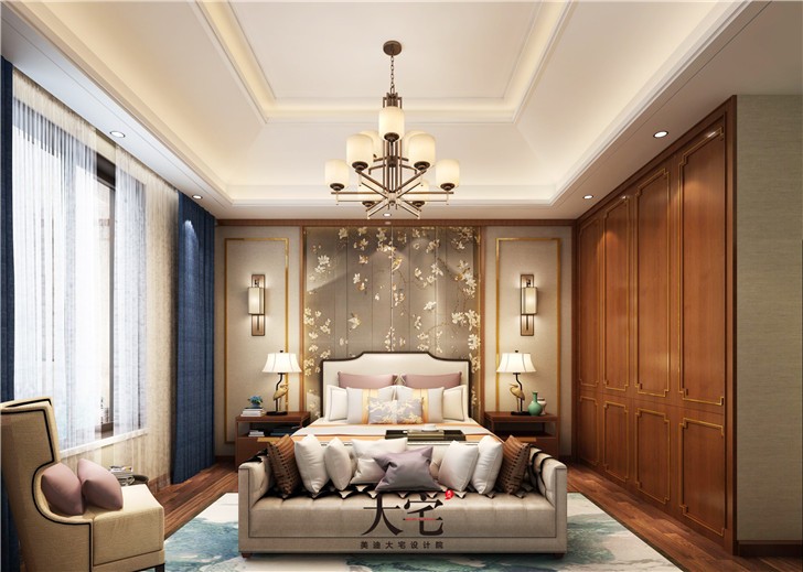 麓山別墅306平新中式風裝修案例圖—臥室