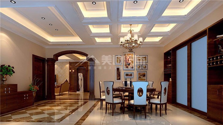 怡海星城200平美式風裝修案例圖—餐廳