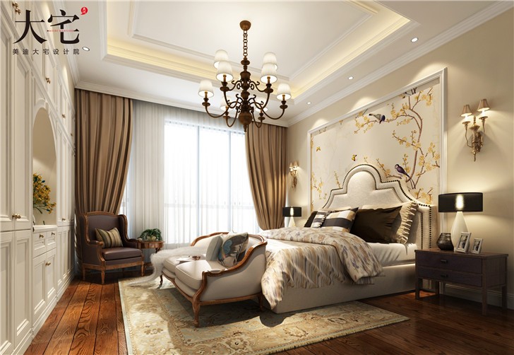 龍湖湘風原著210平歐式風裝修案例圖—臥室