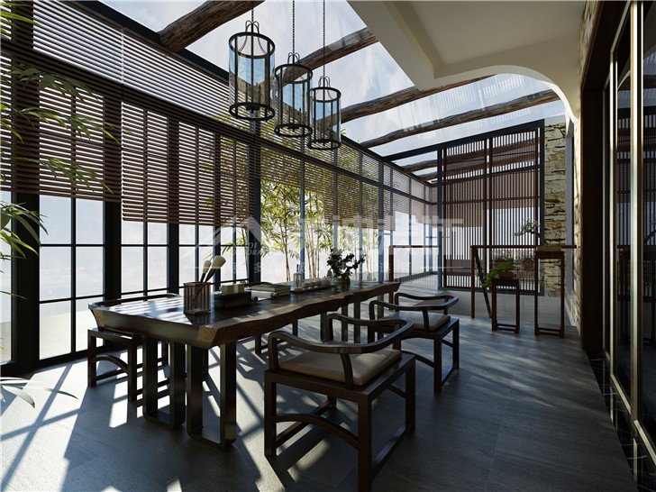 江河中央洋房252平歐式風裝修案例圖—陽臺