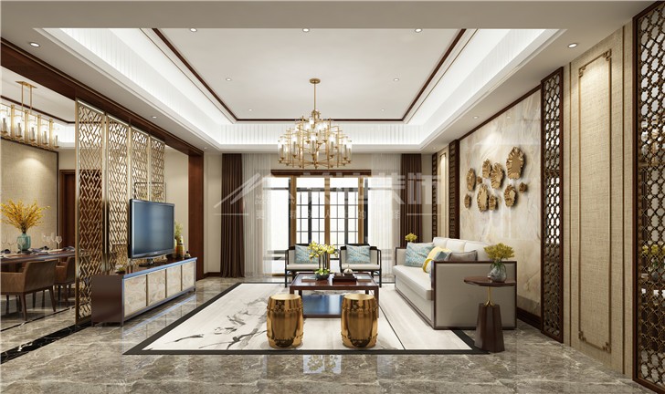 江河中央洋房252平歐式風裝修案例圖—客廳