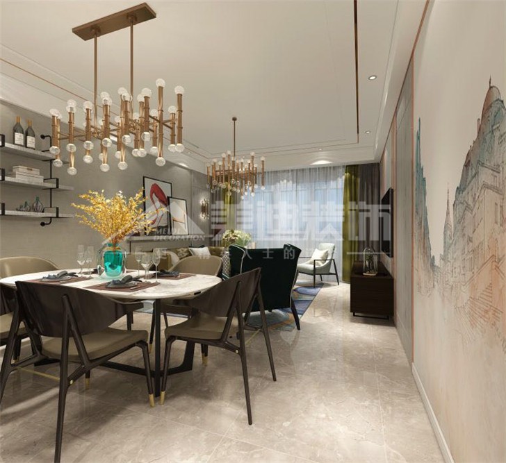 匯金城131平簡歐風裝修案例圖—餐廳