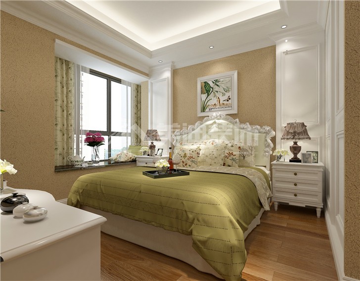 鈺龍天下91平簡歐風裝修案例圖—主臥室