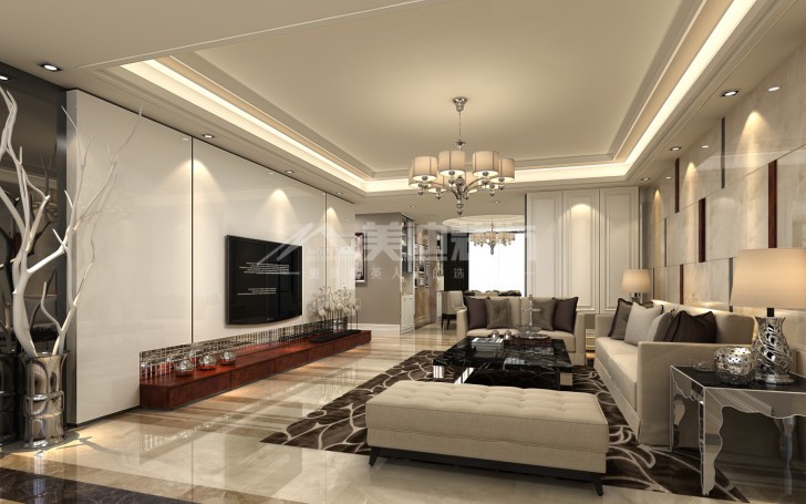 亞華香舍138平歐式風裝修案例圖—客廳