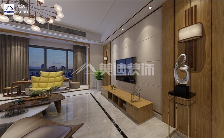 保利香檳國際111平現(xiàn)代風(fēng)裝修案例圖—客廳