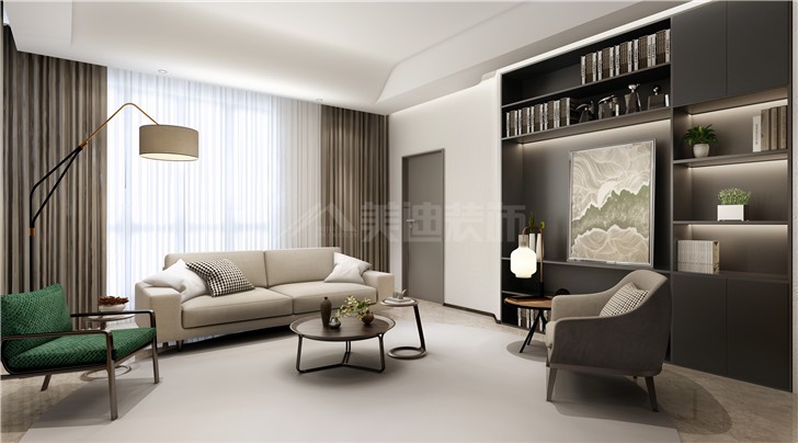 梅溪湖金茂悅120平現代風裝修案例圖—客廳