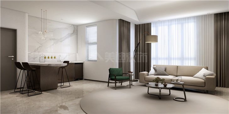 梅溪湖金茂悅120平現代風裝修案例圖—客廳