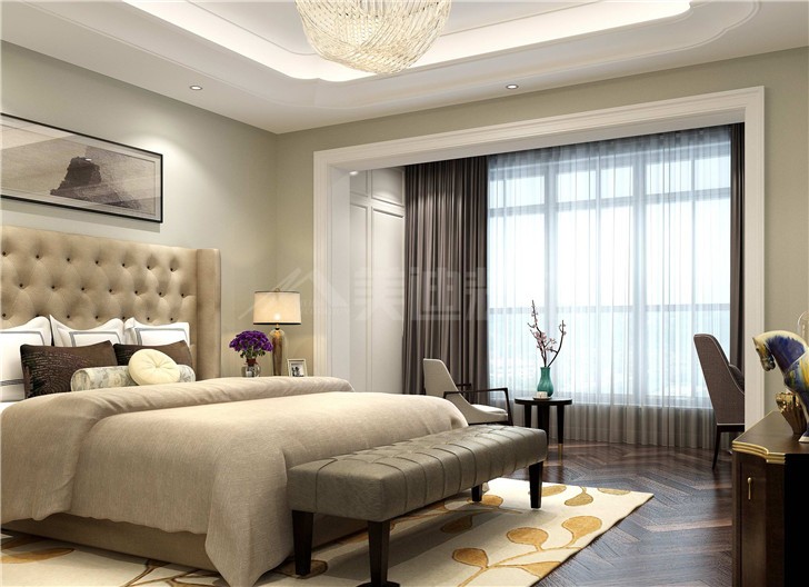 長房梅溪香山240平歐式風裝修案例圖—臥室