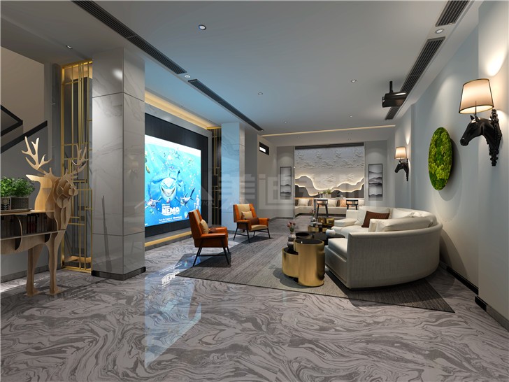 中建悅和城140平現代風裝修案例圖—客廳