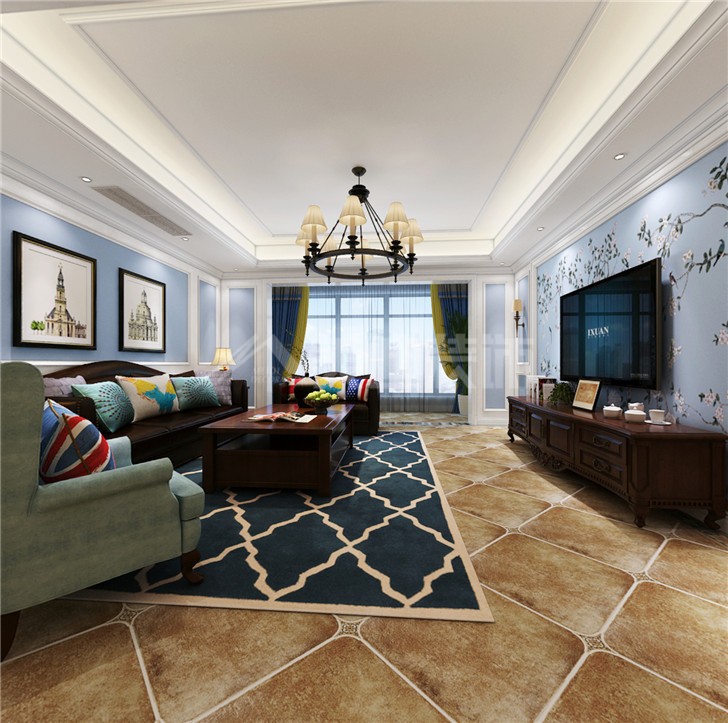 云頂梅溪湖118平簡(jiǎn)歐風(fēng)裝修案例圖—客廳