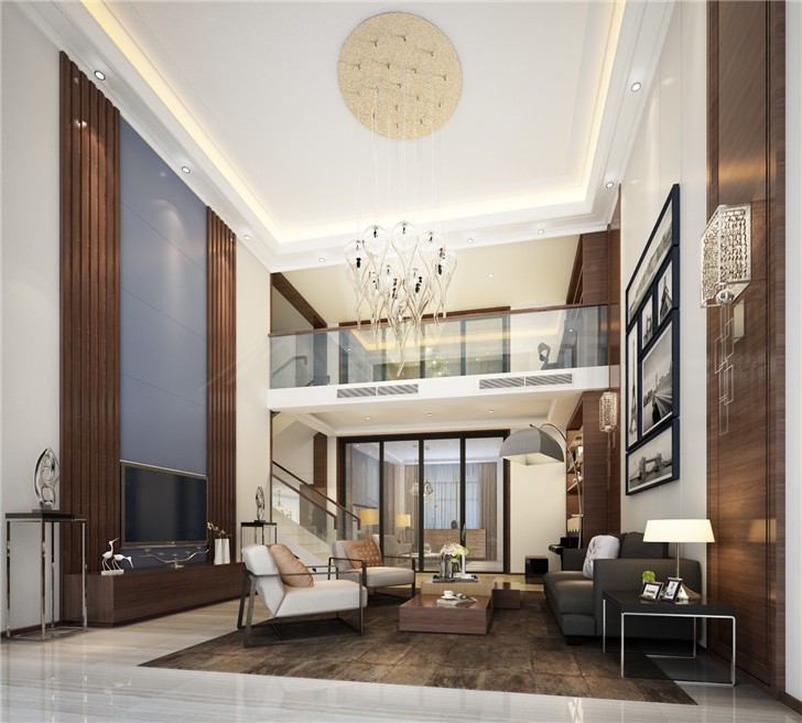 碧桂園201平現代風裝修案例圖—客廳