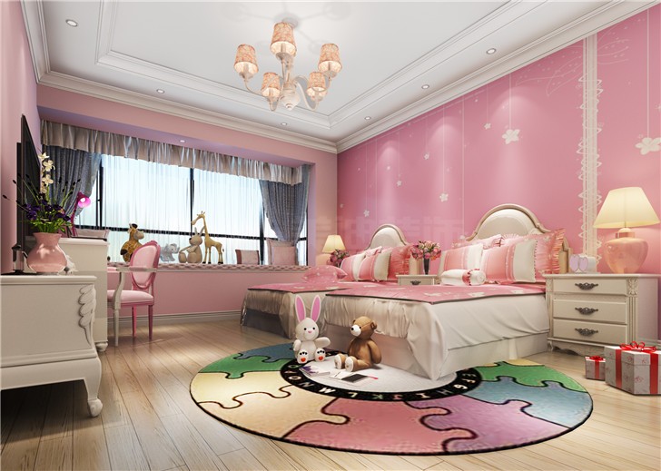 碧桂園201平現代風裝修案例圖—女兒房