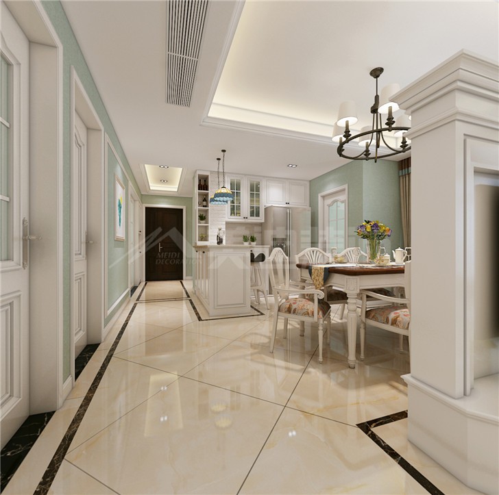 世貿鉑翠灣133平簡歐風裝修案例圖—餐廳