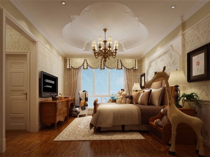 碧桂園800平美式風裝修案例圖—次臥