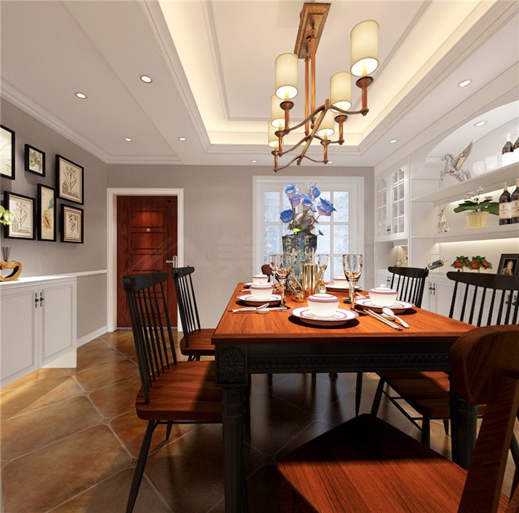 天翼未來城136平新小美風裝修案例圖—餐廳