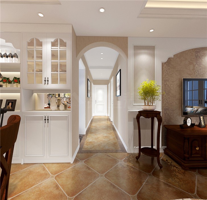 天翼未來城136平新小美風裝修案例圖—客廳