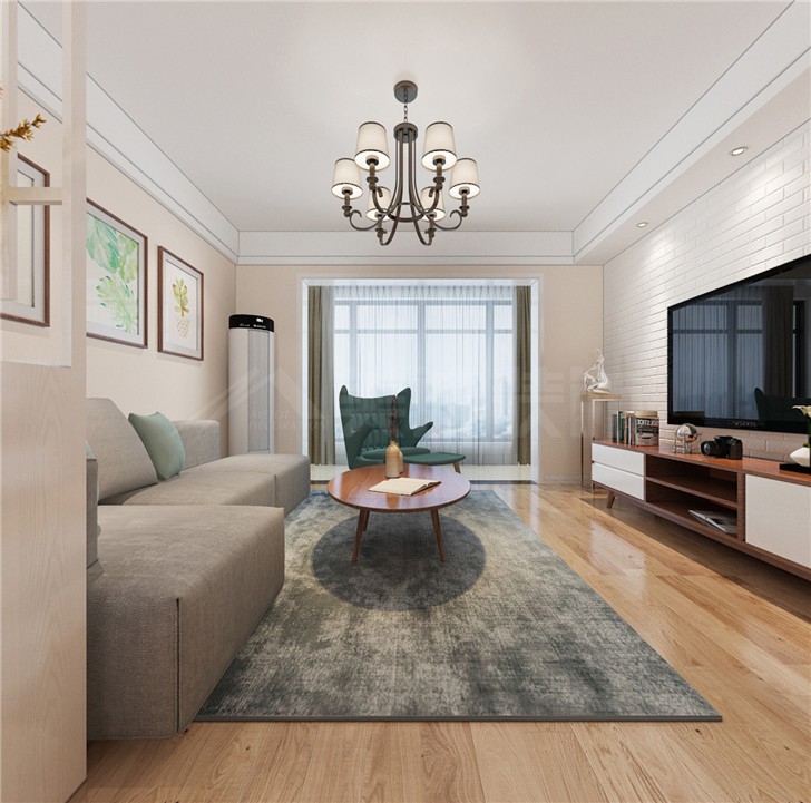 五礦沁園金城109平現代風裝修案例圖—客廳