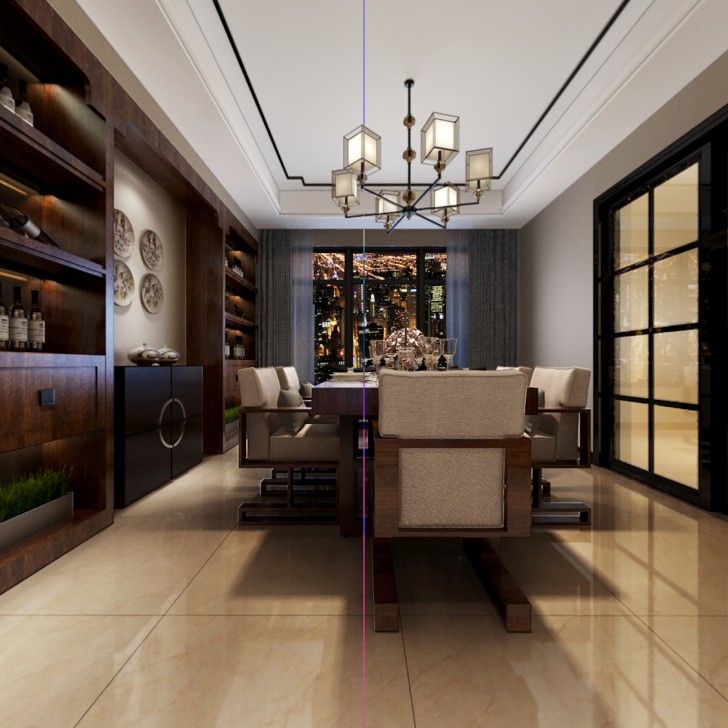 雅居樂花園127平新中式風裝修案例圖—餐廳