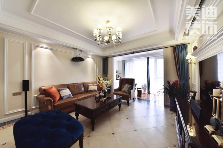 八方小區160平小美風格裝修案例圖-客廳