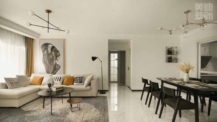 歸心苑90平現代簡約風裝修案例實拍圖-客餐廳