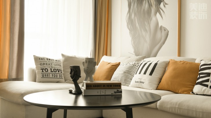 歸心苑90平現代簡約風裝修案例實拍圖-客廳