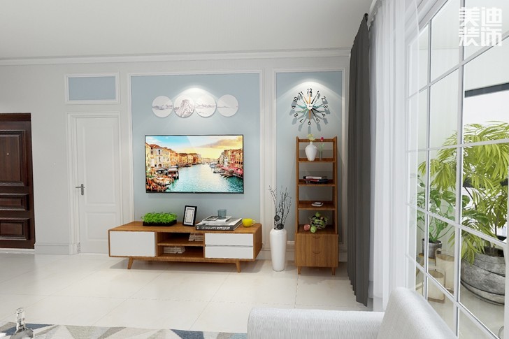 五礦 ? 萬境水岸現代簡約120平米裝修效果圖--客廳