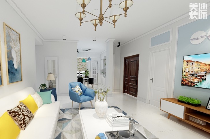 五礦 ? 萬境水岸現代簡約120平米裝修效果圖--客廳