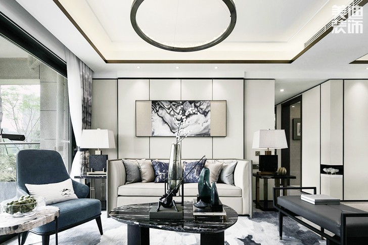 瓏湖國際180㎡新中式實拍-客廳