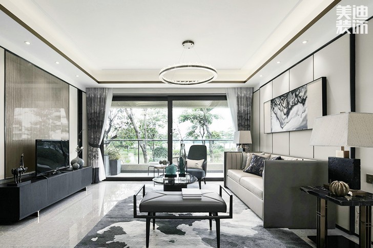 瓏湖國際180㎡新中式實拍-客廳