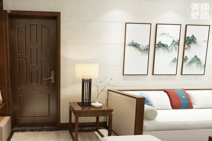 財富家園140平米新中式裝修效果圖--客廳