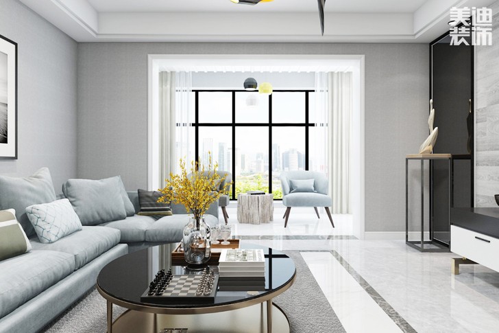 紫晶臺170平米新中式案例效果圖--客廳