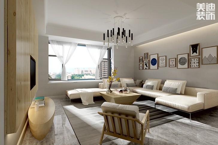 聚和苑簡歐風(fēng)格145㎡裝修效果圖--客廳