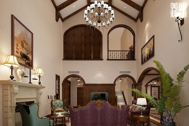 北歐小鎮150平米歐式風格裝修效果圖--客廳