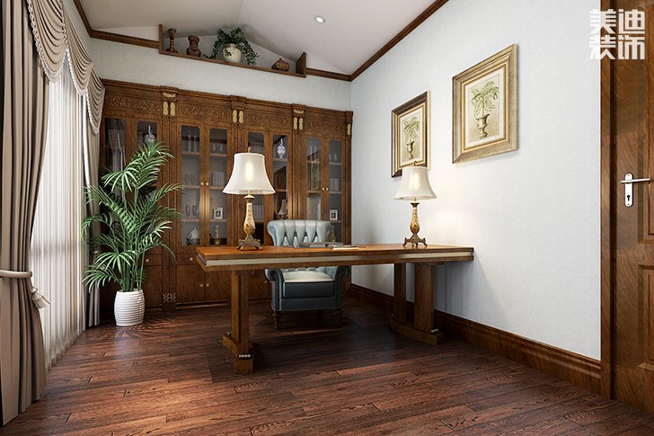 北歐小鎮150平米歐式風格裝修效果圖--書房