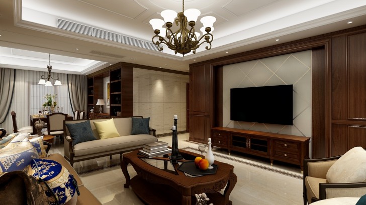 三潤城168平米古典美式風格--客廳